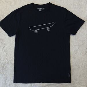 French Connection Embroidered T-shirt Men's M Black Minimalist Skateboard